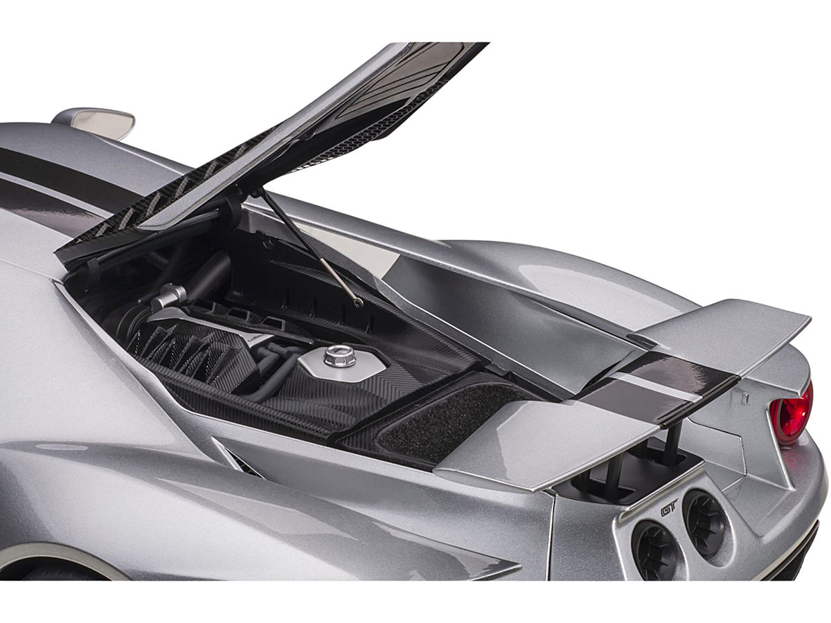 2017 Ford GT Ingot Silver Metallic with Black Stripes 1/12 Model Car by Autoart - Image 5