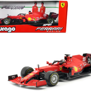 Ferrari SF21 #55 Carlos Sainz Formula One F1 Car "Ferrari Racing" Series 1/18 Diecast Model Car by Bburago
