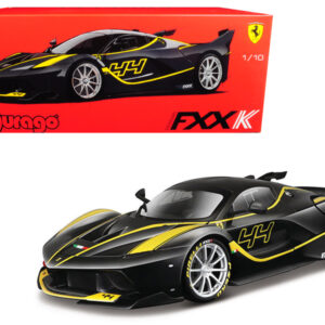 Ferrari FXX-K #44 Black with Yellow Stripes "Signature Series" 1/18 Diecast Model Car by Bburago