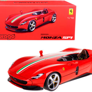 Ferrari Monza SP1 Red with Italian Flag Stripes "Signature Series" 1/18 Diecast Model Car by Bburago