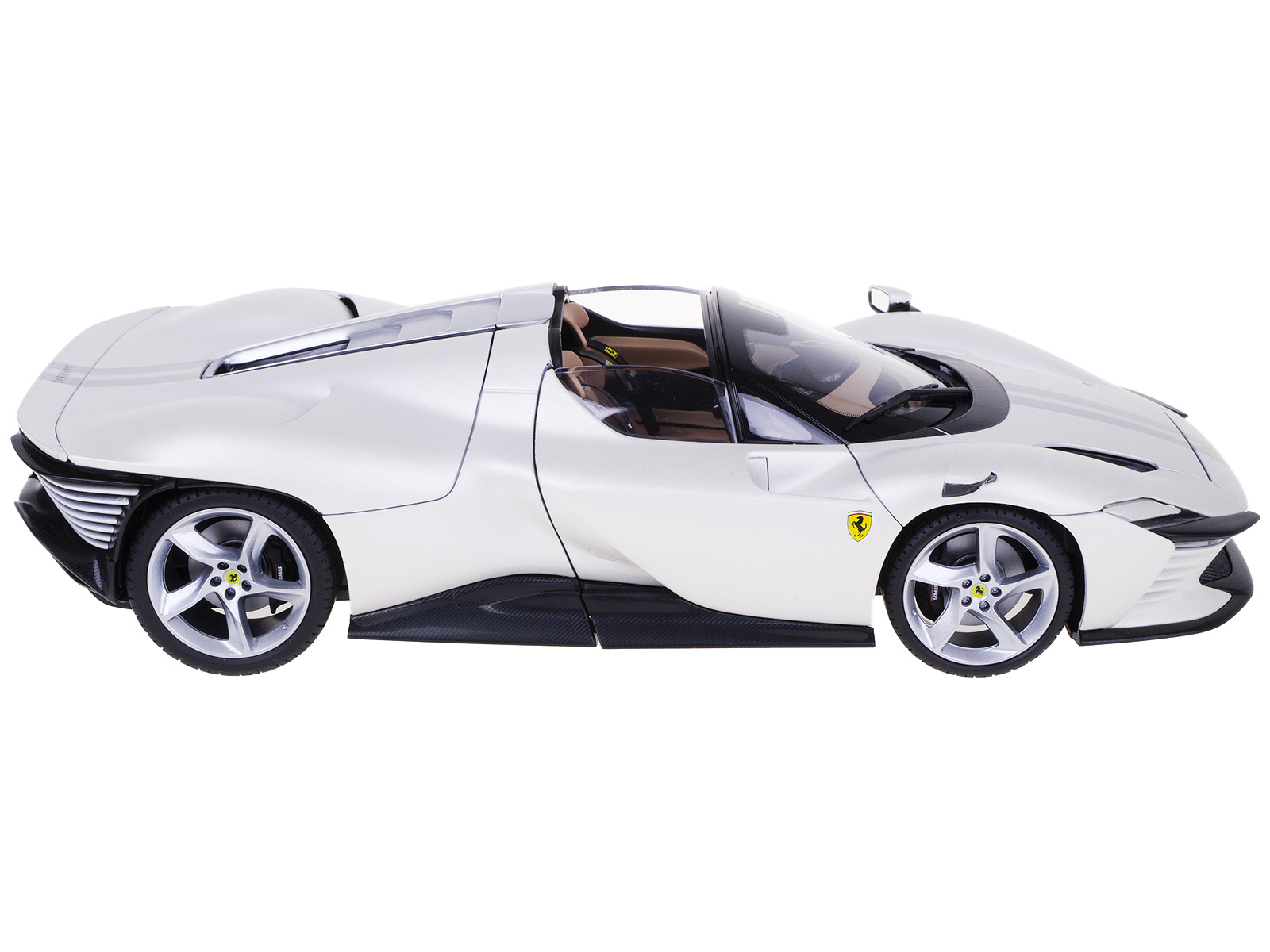 Ferrari Daytona SP3 White Metallic with Silver Stripes "Signature Series" 1/18 Diecast Model Car by Bburago - Image 3