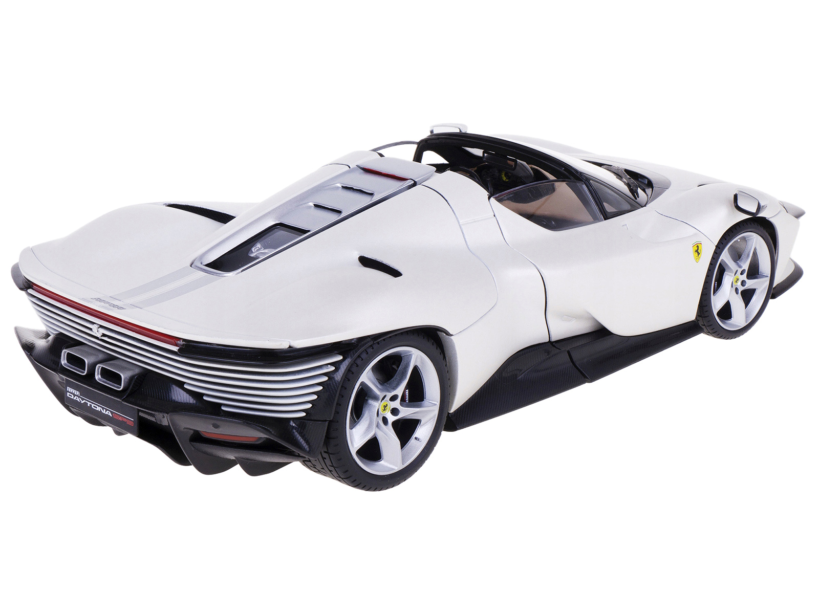 Ferrari Daytona SP3 White Metallic with Silver Stripes "Signature Series" 1/18 Diecast Model Car by Bburago - Image 4