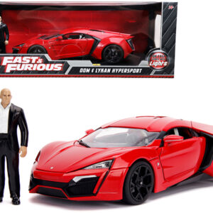 Lykan Hypersport Red with Lights and Dom Figurine "Fast & Furious" Movie 1/18 Diecast Model Car by Jada