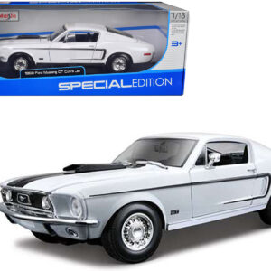 1968 Ford Mustang CJ Cobra Jet White 1/18 Diecast Model Car by Maisto