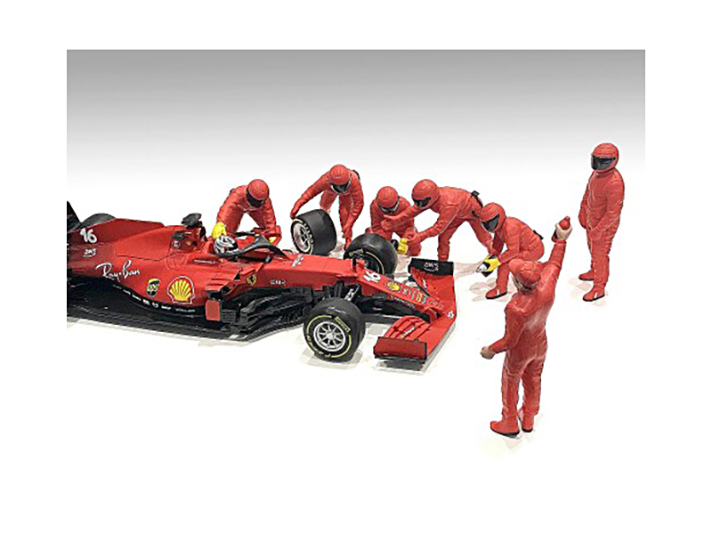 Formula One F1 Pit Crew 7 Figure Set Team Red Release III for 1/18 Scale Models by American Diorama - Image 3