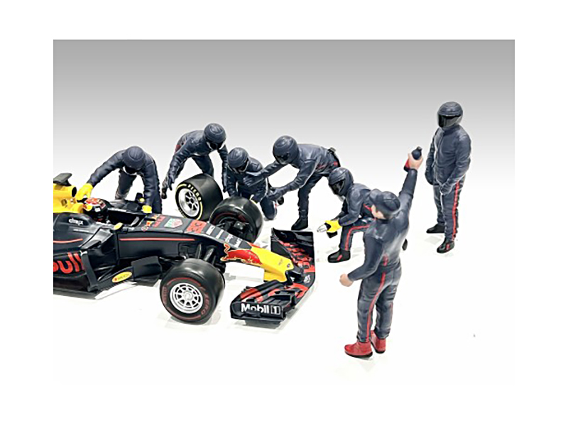 Formula One F1 Pit Crew 7 Figure Set Team Blue Release III for 1/18 Scale Models by American Diorama - Image 3