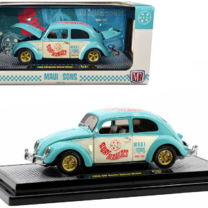 1952 Volkswagen Beetle Deluxe Model Light Blue and Wimbledon White â€œMaui & Sonsâ€ Limited Edition to 3850 pieces Worldwide 1/24 Diecast Model Car by M2 Machines