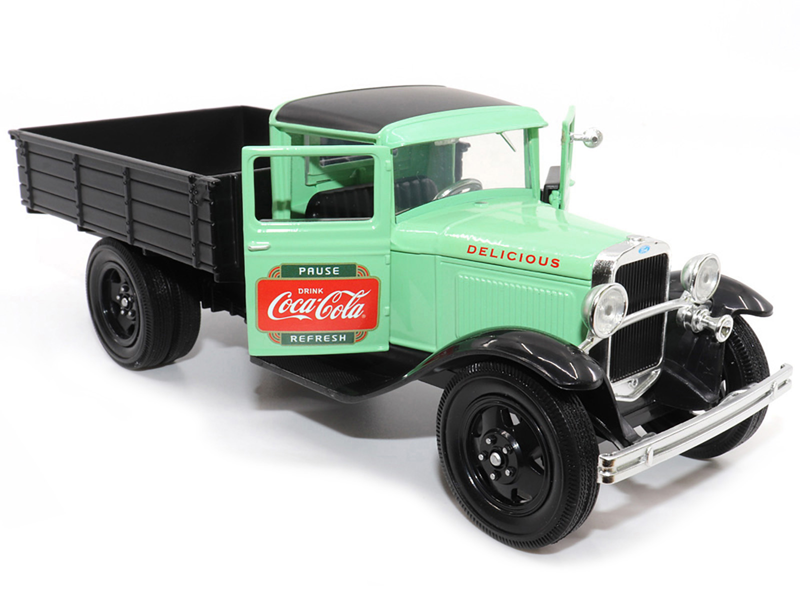 1931 Ford Model AA Pickup Truck Light Green and Black "Pause. Refresh. Drink Coca-Cola" 1/24 Diecast Model Car by Motor City Classics - Image 2