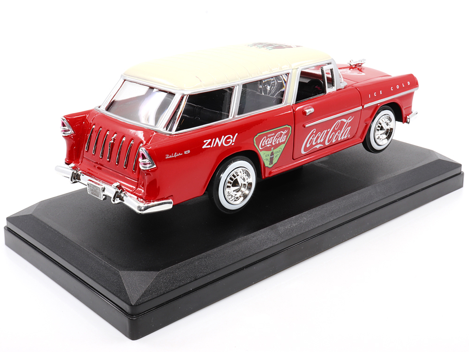 1955 Chevrolet Bel Air Nomad Red with White Top "Coca-Cola" 1/24 Diecast Model Car by Motor City Classics - Image 5