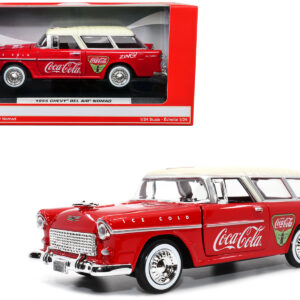 1955 Chevrolet Bel Air Nomad Red with White Top "Coca-Cola" 1/24 Diecast Model Car by Motor City Classics