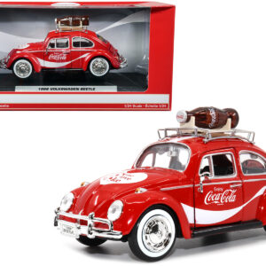 1966 Volkswagen Beetle Red "Enjoy Coca-Cola" with Roof Rack and Accessories 1/24 Diecast Model Car by Motor City Classics
