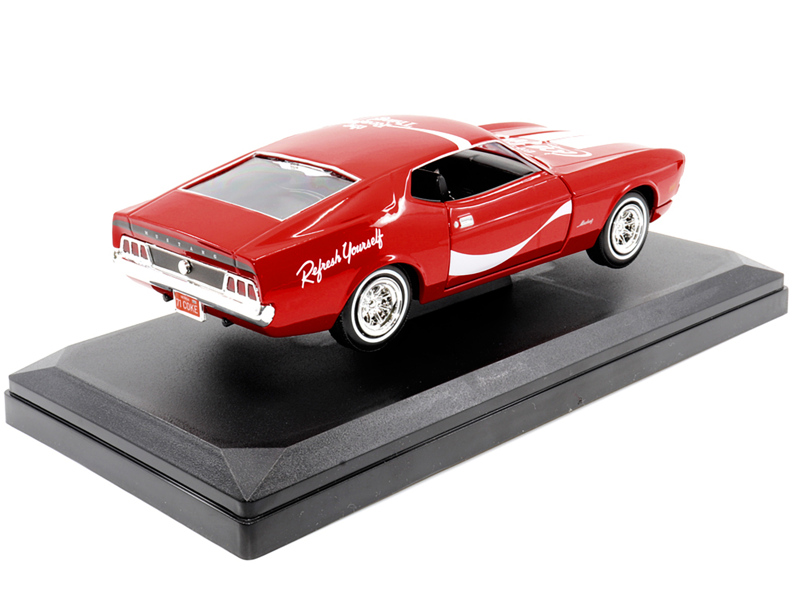 1971 Ford Mustang Sportsroof Red with White Stripes "Refresh Yourself - Coca-Cola" 1/24 Diecast Model Car by Motor City Classics - Image 5