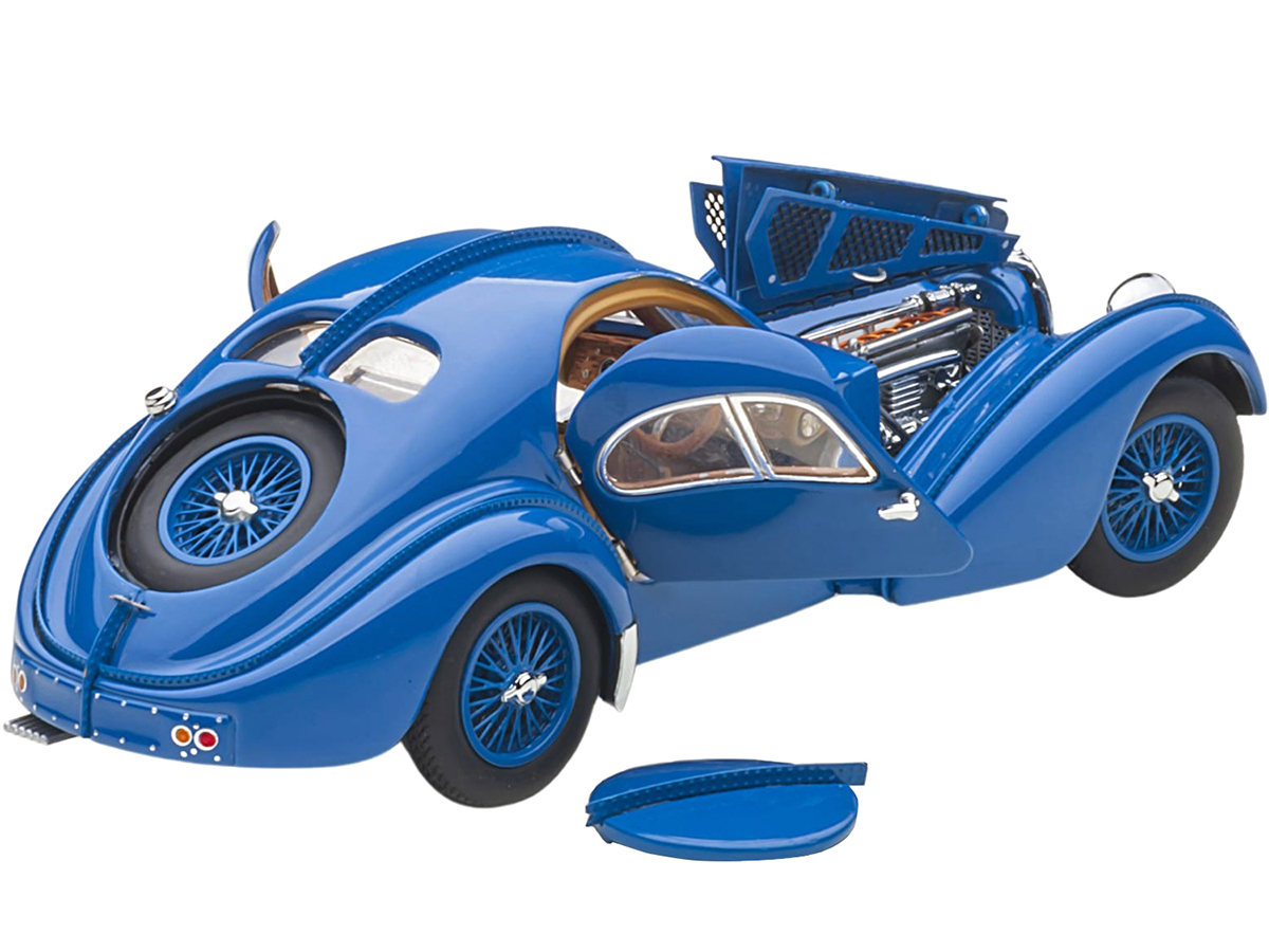 1938 Bugatti Type 57SC Atlantic with Metal Wire-Spoke Wheels Blue 1/43 Diecast Model Car by Autoart - Image 2