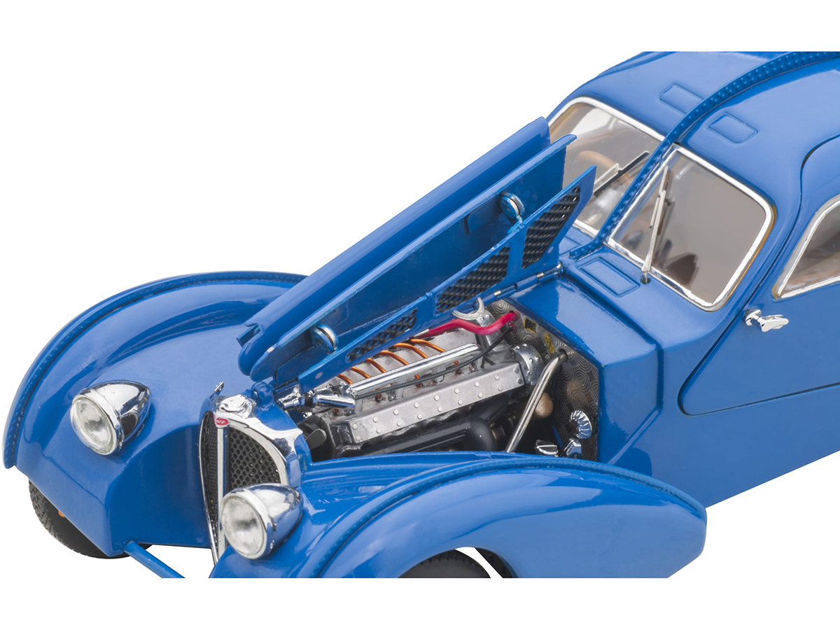 1938 Bugatti Type 57SC Atlantic with Metal Wire-Spoke Wheels Blue 1/43 Diecast Model Car by Autoart - Image 3
