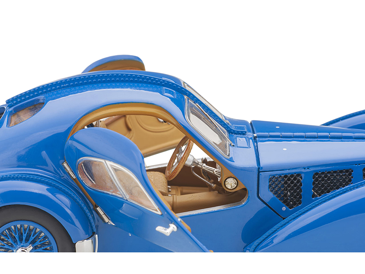 1938 Bugatti Type 57SC Atlantic with Metal Wire-Spoke Wheels Blue 1/43 Diecast Model Car by Autoart - Image 4