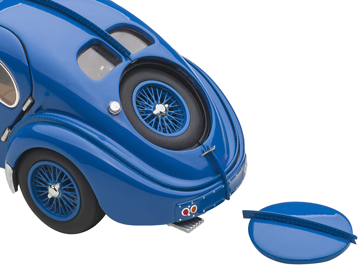 1938 Bugatti Type 57SC Atlantic with Metal Wire-Spoke Wheels Blue 1/43 Diecast Model Car by Autoart - Image 5