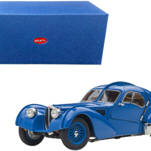 1938 Bugatti Type 57SC Atlantic with Metal Wire-Spoke Wheels Blue 1/43 Diecast Model Car by Autoart