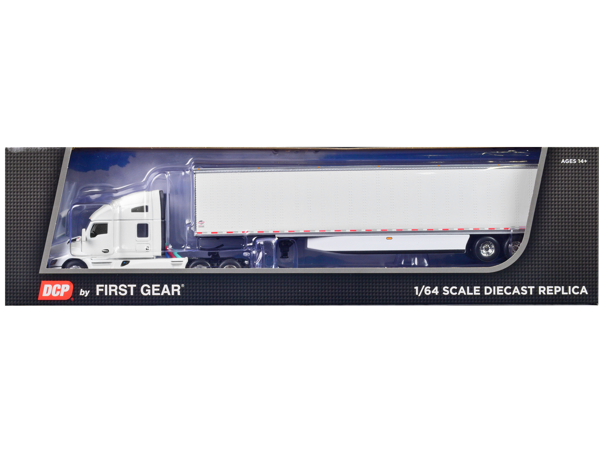 Kenworth T680 with 76" High Roof Sleeper and 53' Smooth Sided Dry Goods Trailer White 1/64 Diecast Model by DCP/First Gear - Image 3