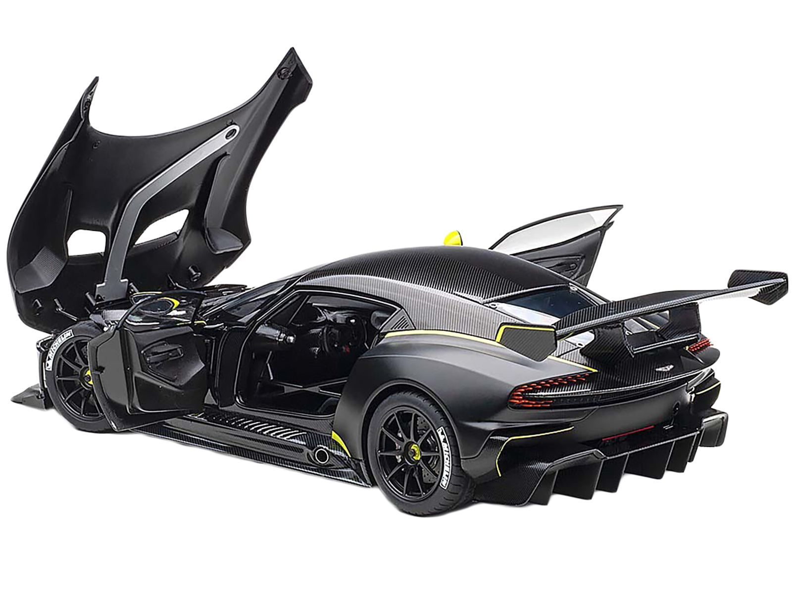 Aston Martin Vulcan Matt Black with Lime Green Stripes 1/18 Model Car by Autoart - Image 2