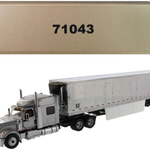 International LoneStar Sleeper Cab Silver with 53' Reefer Refrigerated Chrome Plated Van Trailer "Transport Series" 1/50 Diecast Model by Diecast Masters