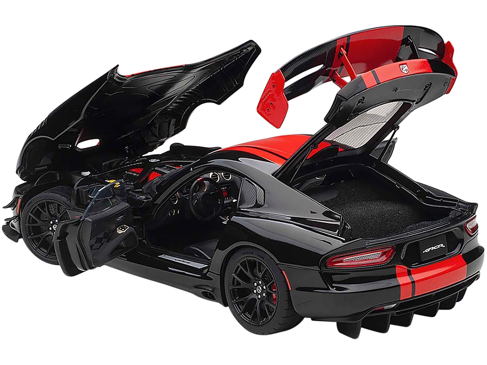 2017 Dodge Viper 1:28 Edition ACR Black with Red Stripes 1/18 Model Car by Autoart - Image 2