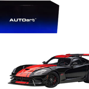 2017 Dodge Viper 1:28 Edition ACR Black with Red Stripes 1/18 Model Car by Autoart