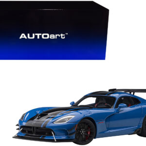 2017 Dodge Viper ACR Competition Blue with Black Stripes 1/18 Model Car by Autoart