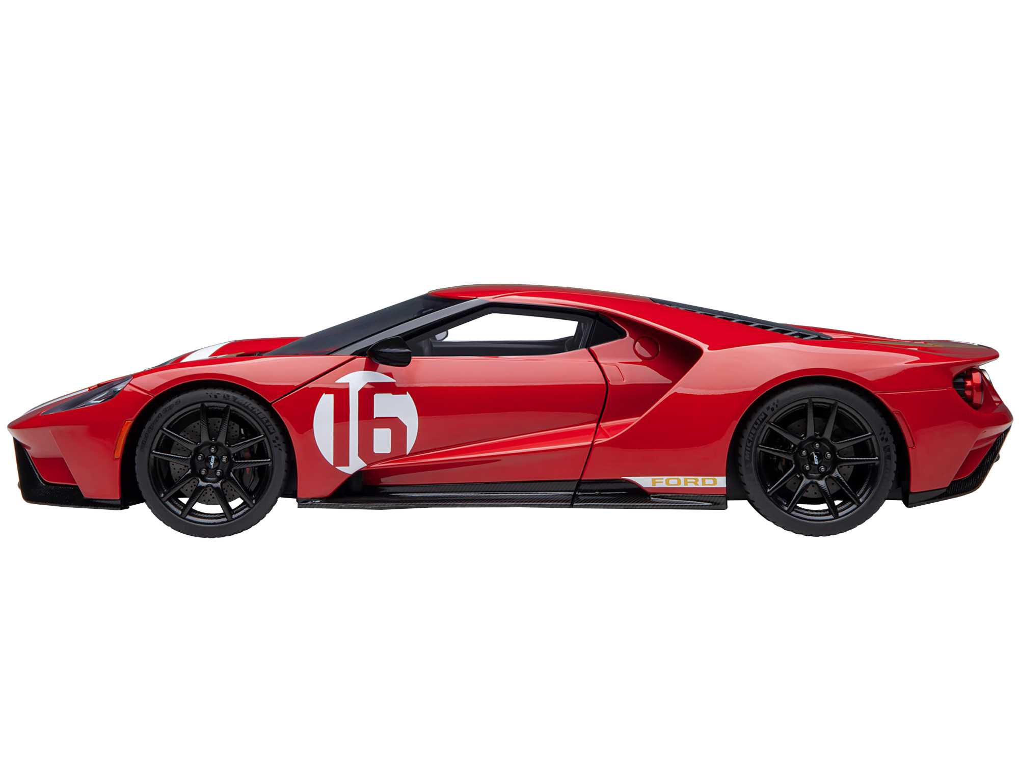 Ford GT Heritage Edition #16 "Alan Mann" Red Metallic with Gold Stripes 1/18 Model Car by Autoart - Image 5