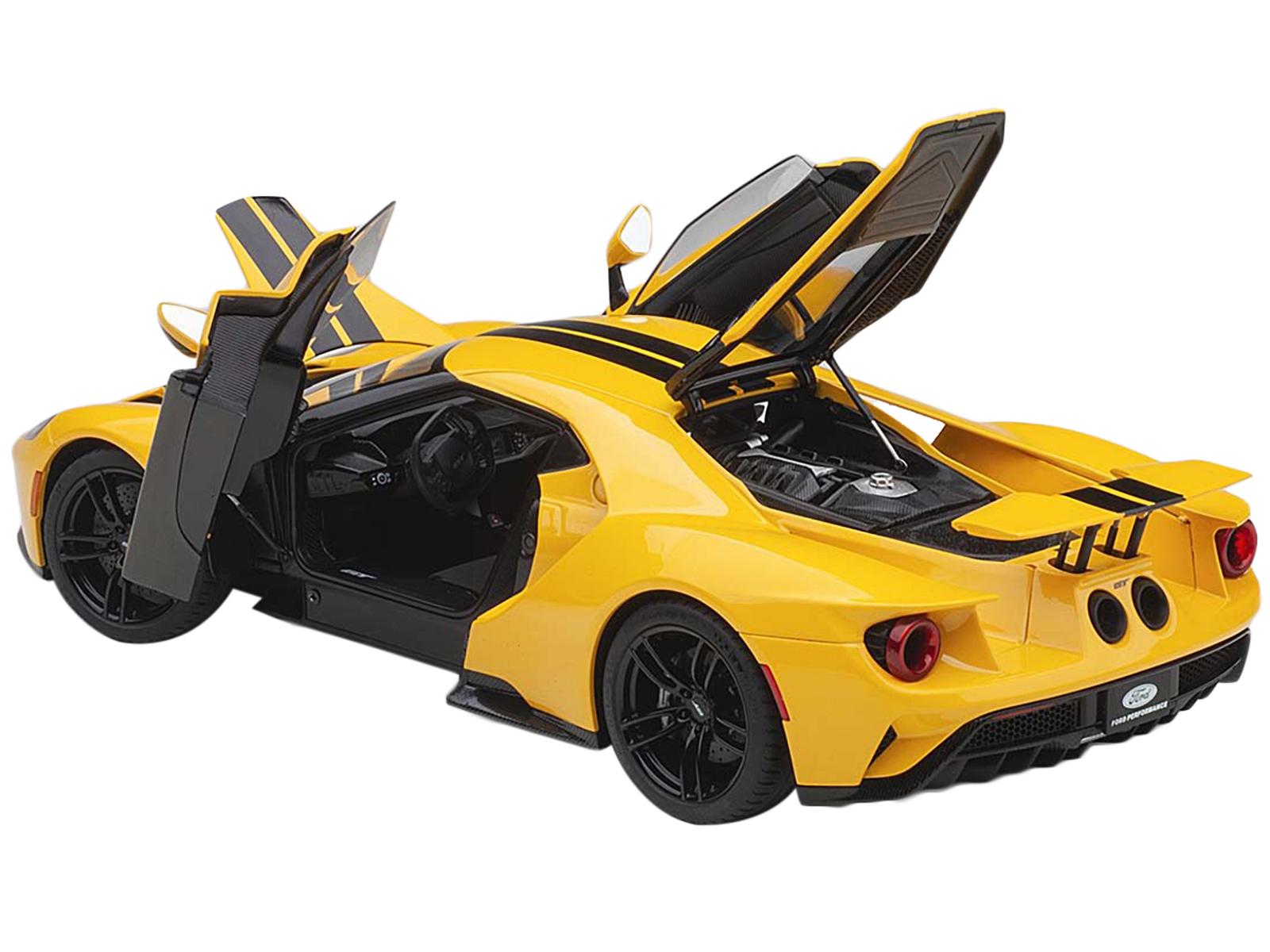 2017 Ford GT Triple Yellow with Black Stripes 1/18 Model Car by Autoart - Image 2