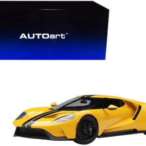 2017 Ford GT Triple Yellow with Black Stripes 1/18 Model Car by Autoart