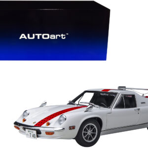 Lotus Europa Special White with Red Stripe and Graphics "The Circuit Wolf" 1/18 Model Car by Autoart