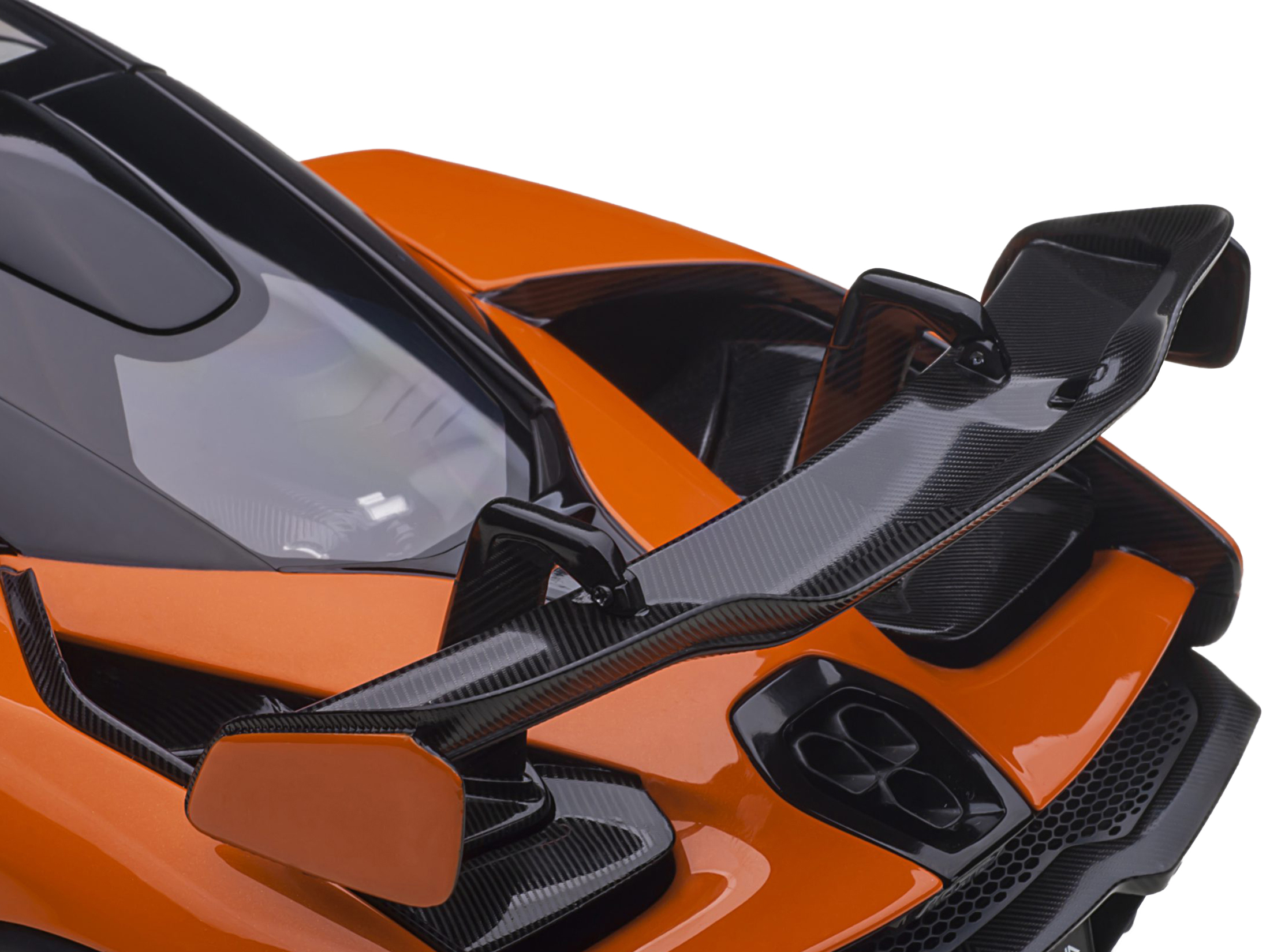 Mclaren Senna Trophy Mira Orange and Black with Carbon Accents 1/18 Model Car by Autoart - Image 4