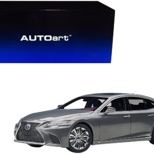 Lexus LS500h Manganese Luster Gray Metallic with Crimson and Black Interior 1/18 Model Car by Autoart