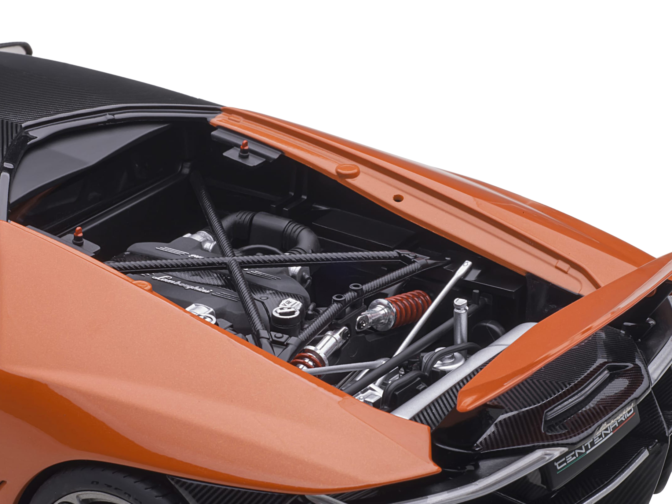 Lamborghini Centenario Arancio Argos / Pearl Orange with Carbon Top 1/18 Model Car by Autoart - Image 4