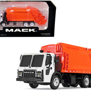 Mack LR with McNeilus Rear Load Refuse Body Orange and White 1/87 (HO) Diecast Model by First Gear