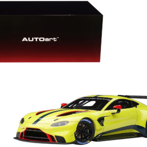 2018 Aston Martin Vantage GTE Le Mans PRO Presentation Car Lemon Green Metallic with Carbon and Red Accents "Aston Martin Racing" 1/18 Model Car by Autoart