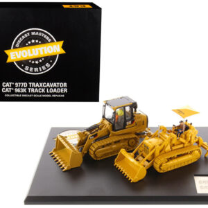 CAT Caterpillar 977D Traxcavator (Circa 1955-1960) and CAT Caterpillar 963K Track Loader (Current) with Operators "Evolution Series" 1/50 Diecast Models by Diecast Masters
