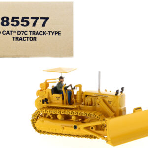 CAT Caterpillar D7C Track-Type Tractor Dozer Yellow with Operator "Vintage Series" 1/50 Diecast Model by Diecast Masters
