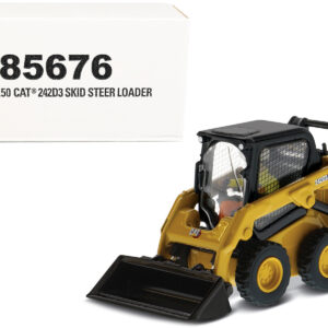 CAT Caterpillar 242D3 Wheeled Skid Steer Loader with Work Tools and Operator Yellow "High Line Series" 1/50 Diecast Model by Diecast Masters