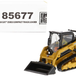 CAT Caterpillar 259D3 Compact Track Loader with Work Tools and Operator Yellow "High Line Series" 1/50 Diecast Model by Diecast Masters