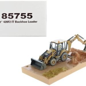 CAT Caterpillar 420F2 IT Backhoe Loader with Operator Yellow "Weathered Series" 1/50 Diecast Model by Diecast Masters