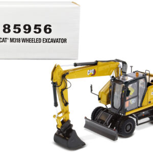 CAT Caterpillar M318 Wheeled Excavator Yellow with Operator "High Line" Series 1/50 Diecast Model by Diecast Masters