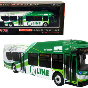 New Flyer Xcelsior Charge NG Electric Transit Bus RIPTA (Rhode Island Public Transit Authority) "R Line Broad/North Main" "The Bus & Motorcoach Collection" 1/87 Diecast Model by Iconic Replicas