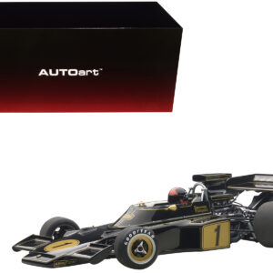 Lotus 72E 1973 Emerson Fittipaldi #1 with Driver Figure in Cockpit 1/18 Model Car by Autoart