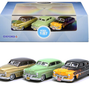 1949 Mercury Set of 3 Cars "70th Anniversary" 1/87 (HO) Scale Diecast Model Cars by Oxford Diecast
