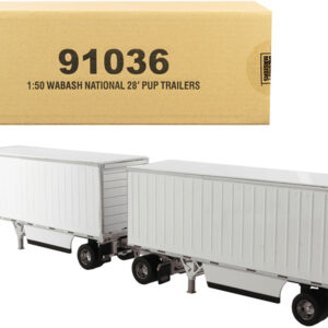 Wabash National 28' Double Pup Trailers White "Transport Series" 1/50 Diecast Model by Diecast Masters