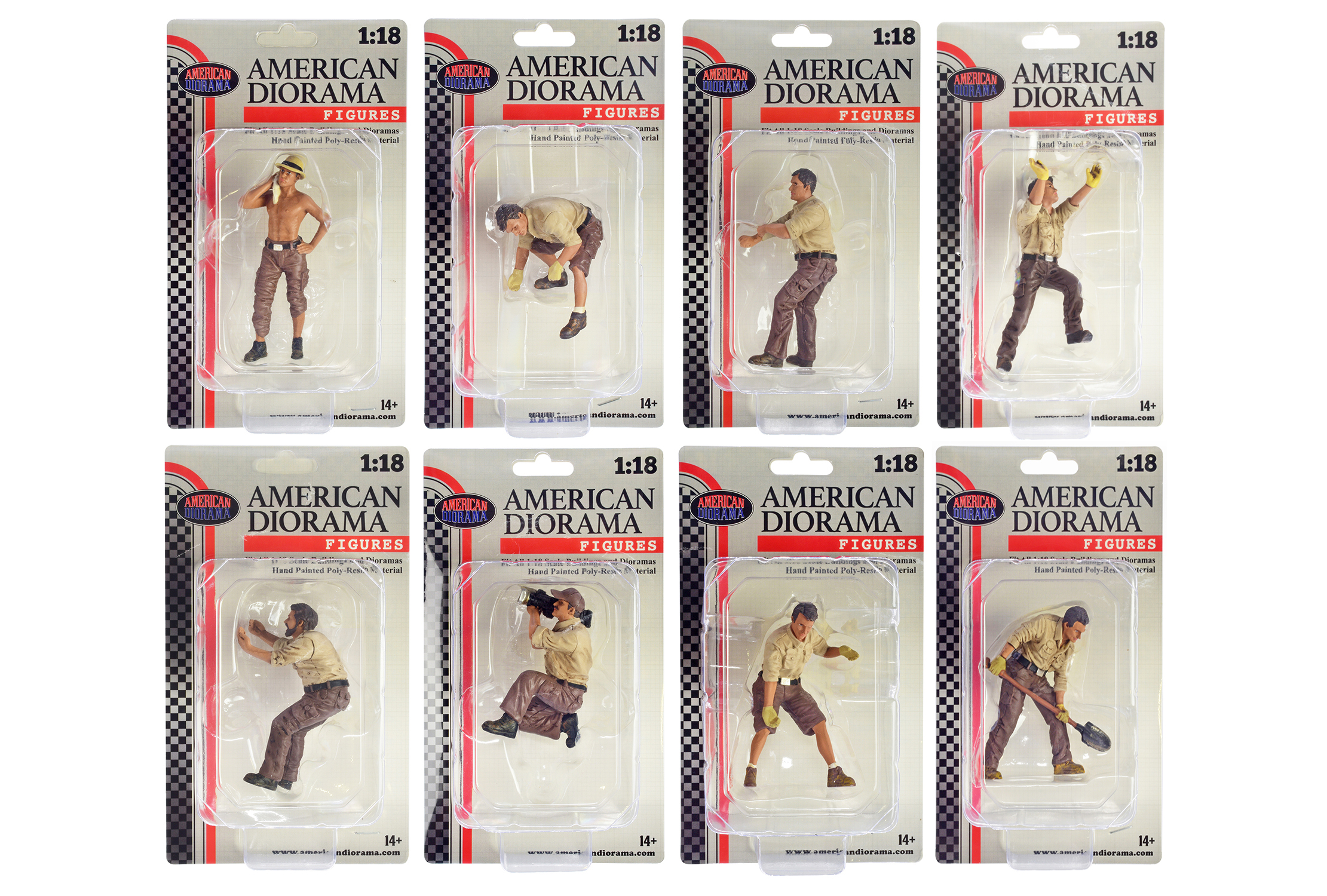 "4X4 Mechanic" 8 piece Figure Set for 1/18 scale models by American Diorama - Image 2