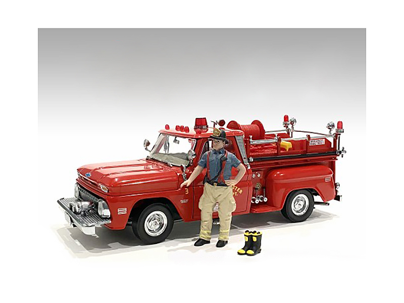 "Firefighters" 6 piece Figure Set (4 Males 1 Dog 1 Accessory) for 1/18 Scale Models by American Diorama - Image 3