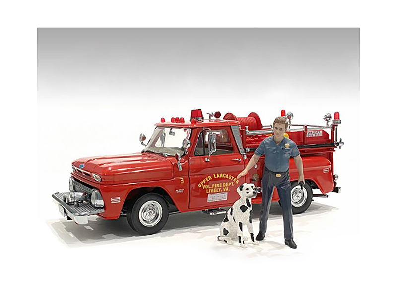 "Firefighters" 6 piece Figure Set (4 Males 1 Dog 1 Accessory) for 1/18 Scale Models by American Diorama - Image 4