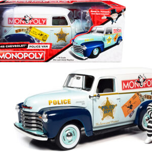 1948 Chevrolet Panel Police Van with Mr. Monopoly Figurine "Monopoly" 1/18 Diecast Model Car by Auto World
